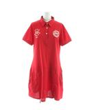 ポロワンピース ひざ丈 半袖 LL 赤 レッド /KW ■GY58