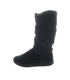 シャネル CHANEL ムートンブーツ ココマーク ステッチ ショート スエード ロゴ フラット 39 24.5cm 黒 ブラック /MQ ■OH