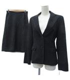 アイシービー iCB スーツ セットアップ 上下 テーラードジャケット ミドル丈 フレアスカート ミモレ丈 11 ウール 黒 ブラック /SY58 ■GY58