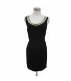 ダチュラ DaTuRa パーティードレス ワンピース F 黒 ブラック ノースリーブ ラウンドネック フェイクパール ミニ丈 /YS23 ■GY58