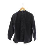 アーバンリサーチ ドアーズ URBAN RESEARCH DOORS シャツ ONE 黒 ブラック ノーカラー 長袖 胸ポケット /LP ■GY60