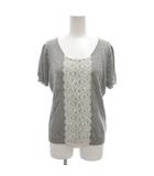 エフデ ef-de タグ付き カットソー ニット ウール 13 グレー ラウンドネック レース装飾 半袖 /NL ■GY60