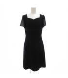 エフデ ef-de 半袖ワンピース ひざ丈 9 袖切替 黒 ブラック /GV ■GY60