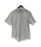 ラルフローレン RALPH LAUREN ボタンダウンシャツ 半袖 ロゴ ストライプ XL グレー 白 ホワイト ■GY60 /MQ