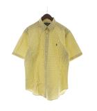 ラルフローレン RALPH LAUREN ボタンダウンシャツ 半袖 チェック柄 格子柄 ロゴ L 黄 イエロー ■GY60 /MQ