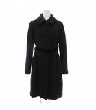 エフデ ef-de ステンカラーコート ロング アンゴラ混 9 ラメ ベルト付 黒 ブラック /GV ■GY60