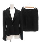 インディヴィ INDIVI セットアップ フォーマル ジャケット 40 スカート 42 総裏地 シングル 黒 ブラック 秋冬 /AE ■GY60