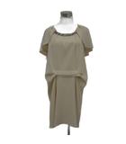 イェッカヴェッカ YECCA VECCA パーティードレス ワンピース F ライトベージュ ノースリーブ ラウンドネック ビジュー ケープスリーブ ミニ丈 /YS49 ■GY58