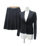 コムサデモード COMME CA DU MODE スーツ セットアップ 上下 テーラードジャケット ミドル丈 プリーツスカート ミモレ丈 9 M 黒 ブラック /HO28 ■GY58