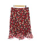 フレアスカート ひざ丈 M  ハート柄 赤 レッド ベージュ ネイビー /LP ■GY58