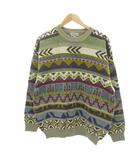 タグ付き セーター ニット ウール L 白 ホワイト 幾何学模様 クルーネック 長袖 110491 /HW ■GY59