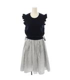 リズリサ LIZ LISA ワンピース S 白 ホワイト ネイビー ストライプ柄 フリル袖 半袖 /LP ■GY58