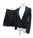 アンタイトル UNTITLED スーツ セットアップ 上下 2 M 黒 ブラック テーラードジャケット シングル ミドル丈  総裏地 フレアスカート ひざ丈 /HO51 ■GY58