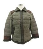 ダウンジャケット M カーキ ボア襟 ジップアップ ミドル丈 /YS43 ■GY58