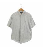 ラルフローレン RALPH LAUREN 半袖シャツ LL CLASSIC FIT 白 ホワイト 緑 グリーン 青 ブルー ストライプ柄 ボタンダウンカラー 半袖 /AH32 ■GY58