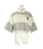 ポロ バイ ラルフローレン Polo by Ralph Lauren ラガーシャツ XL グレー 半袖 クロップド丈 配色 ロゴ /AO12 ■GY58
