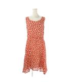 イブルース i Blues CLUB ワンピース 44 赤 レッド 花柄 リボン ノースリーブ ラウンドネック /CK28 ■GY58