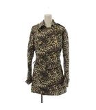 トレンチコート 38 茶 ブラウン 白 ホワイト ヒョウ柄 長袖 ダブルブレスト /LP ■GY58