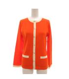 collection カーディガン クルーネック 長袖 ラインデザイン M オレンジ /YJ ■GY61