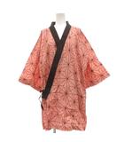  鬼滅の刃 タグ付き 甚平 L ピンク 赤 ブラウン 半袖 幾何学模様 Vネック /SX ■GY59