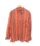 トラサルディ TRUSSARDI シャツ 50 オレンジ ストライプ柄 花柄 長袖 50 オレンジ /YJ ■GY59