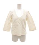 イエナ IENA カットソー アイボリー Vネック 七分袖 レーストリム /NL ■GY59