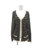 エフデ ef-de 美品 カーディガン 13 黒 ブラック チェック柄 ノーカラー 長袖 ラメ /NL ■GY59