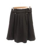 エフデ ef-de 美品 タックフレアスカート 膝丈 リボン 7 茶 ダークブラウン /YJ ■GY59