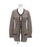 カーディガン ニット 38 黒 ブラック 白 ホワイト ボーダー柄 ブレード装飾 長袖 /NU ■GY59