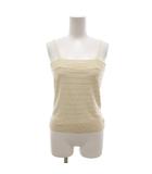 美品 キャミソール F クリーム色 ボーダー柄 スクエアネック ノースリーブ /SJ ■GY58