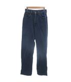 サムシング something デニムパンツ ジーンズ W29 インディゴブルー ロゴパッチ 無地 ハイウエスト ストレートレッグ /KR ■GY60