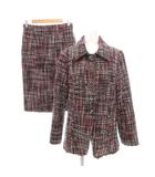 セットアップ ウール ジャケット 9 タイトスカート 11 黒 ブラック チェック柄 襟付き /NL ■GY60