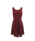 美品 ワンピース 3 赤 レッド ノースリーブ  ロング丈  地模様 518600-00 /HW ■GY60