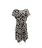 美品 ワンピース 3 黒 ブラック 花柄 半袖 ラウンドネック ロング丈 4101-55107 /HW ■GY60