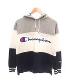 チャンピオン CHAMPION パーカー フーディ 長袖 カラーブロック ロゴプリント M 紺 ネイビー 白 ホワイト /YJ ■GY60