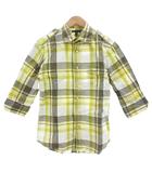 ギャップ GAP シャツ S 黄 イエロー チェック柄 七分袖 レギュラーカラー /NL ■GY60