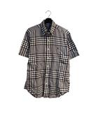 ラルフローレン RALPH LAUREN カジュアルシャツ ボタンダウン チェック 半袖 M グレー ■GY58