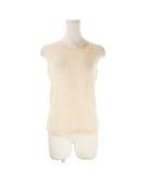 ニットベスト ノースリーブニット M ピンクベージュ ラウンドネック 植物柄 /CK29 ■GY61