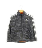 アディダス adidas ウィンドブレーカー ジャケット フード収納 裏フリース生地 150 グレー 総柄 カモフラージュ柄 長袖 /AH26 ■GY61