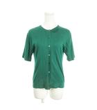 ポールスミス PAUL SMITH PAUL ニットカーディガン シルク混 絹 L 緑 グリーン 半袖 クルーネック 織り柄 /AH9 ■GY61