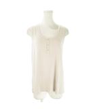 ベアフットドリームス BAREFOOT DREAMS タンクトップ XS ベージュ ノースリーブ ラウンドネック ボタン付き前立て /AO24 ■GY61