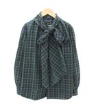 ラルフローレン RALPH LAUREN シャツ ブラウス  5F L モスグリーン チェック柄 ボウタイ 長袖 /SM23 ■GY61