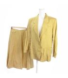 ダックス DAKS スーツ セットアップ ジャケット スカート 9AR 黄土色 シルク混 絹 リネン混 麻 ネップ /MN4 ■GY61