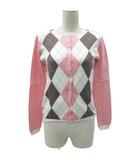 ポールスミス ブラック Paul Smith BLACK アンサンブルニット カーディガン ミドル丈 カットソー ノースリーブ Vネック M ピンク アーガイル柄 /SY35 ■GY61