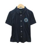 カジュアルシャツ M 紺 半袖 ラインストーン /SM46 ■GY61