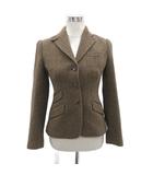 ラルフローレン RALPH LAUREN テーラードジャケット ミドル丈 シングルボタン ウール 9 キャメル 茶 ブラウン ヘリンボーン柄 /MA5 ■GY61