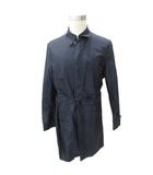 ステンカラーコート スプリングコート シルク 大きいサイズ LL 紺 ネイビー ベルト付き ロング丈 P460501-39 /YS8 ■GY61