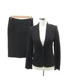 エムプルミエ ブラック M-Premier BLACK スーツ セットアップ 上下 38 M 黒 テーラードジャケット ミドル丈 総裏地 シングルボタン タイトスカート ミモレ丈 スリット C401-008 /SY57 ■GY61