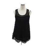 チュニック 黒 ブラック ノースリーブ レース フリル ラウンドネック キャミソール付き P010NFB17 /YS42 ■GY61