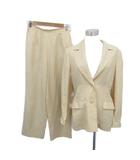 レオナール LEONARD スーツ セットアップ 上下 テーラードジャケット ミドル丈 スラックスパンツ アンクル丈 シルク 上11AR 下70-95 クリーム 0351707 /SY51 ■GY61